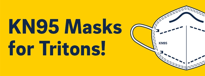 KN95 Masks for Tritons - text illustration on bright yellow background