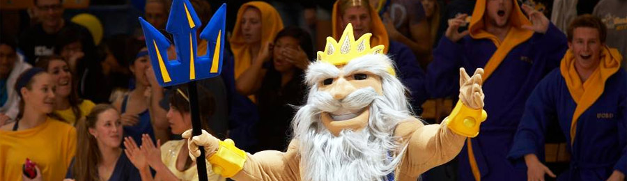 UC San Diego Triton mascot - with fans - UCSD Athletics